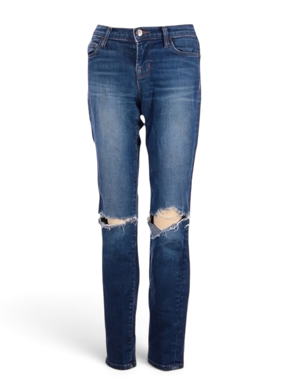 J Brand Alta Skinny Jeans 24 Blue Distressed Busted Knee Capri Stretch